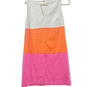 Trina Turk White, Orange & Pink Colorblock Sleeveless Shift Dress
